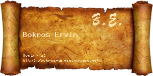 Bokros Ervin névjegykártya